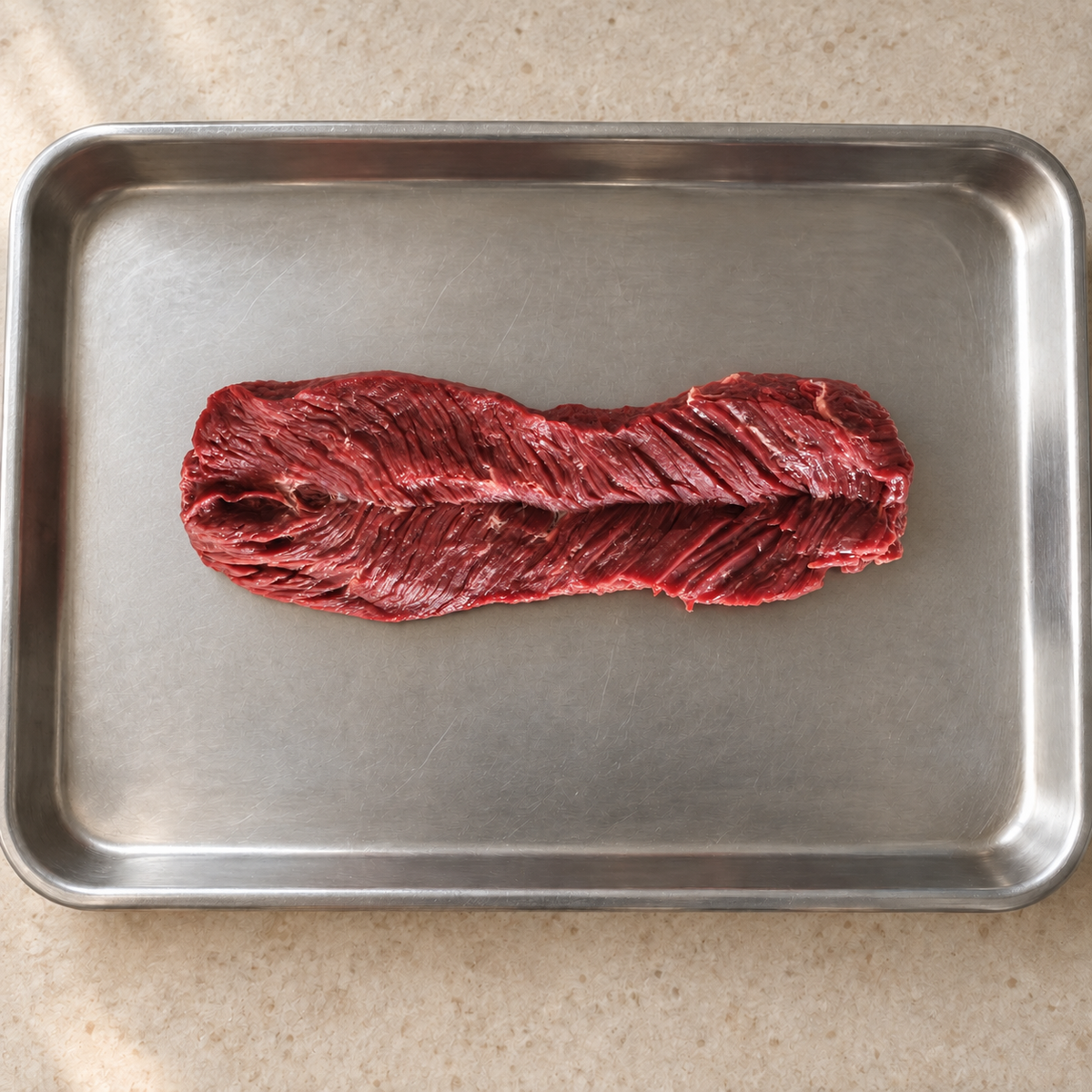 Hanger Steak - Świeca Wołowa (Stek Rzeźnika) - taca stalowa