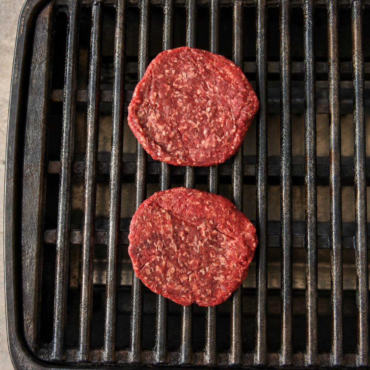 Burger wołowy - ruszty grilla - początek przygotowania